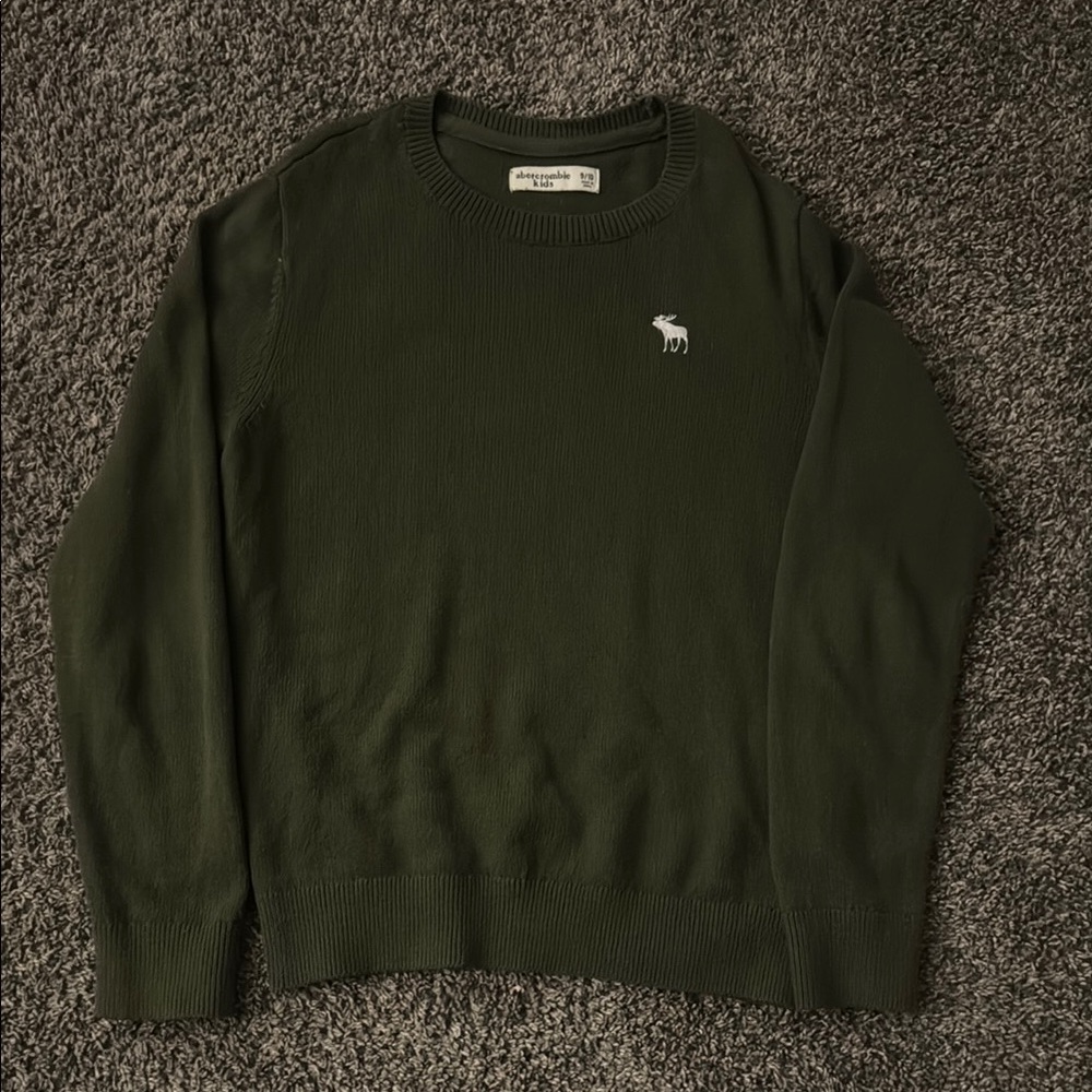 Abercrombie & Fitch Green Crewneck Sweater with Ribbed Details